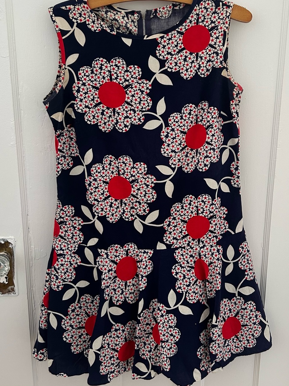 Vintage 60s 70s Handmade Floral Romper Dress Mod Daisy Print Medium